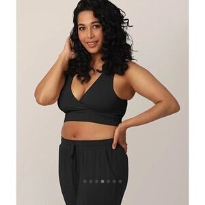 Kindred Bravely French Terry Racerback Nursing Maternity Sleep Black Bra